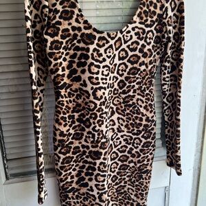 Leopard Print Long Sleeve Dress